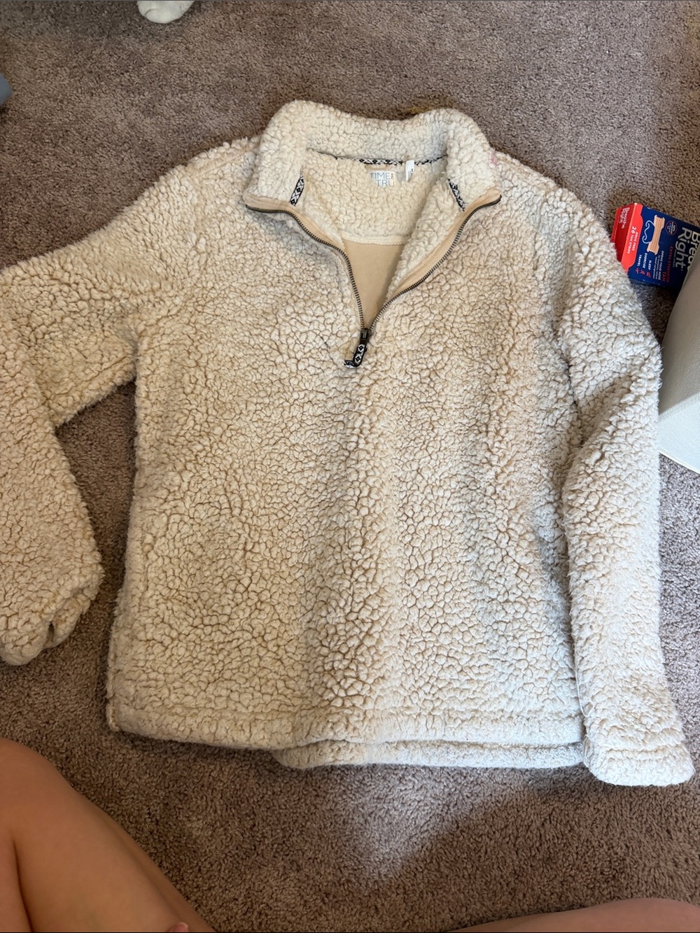 Time and Tru Cream Sherpa Half-Zip Jacket